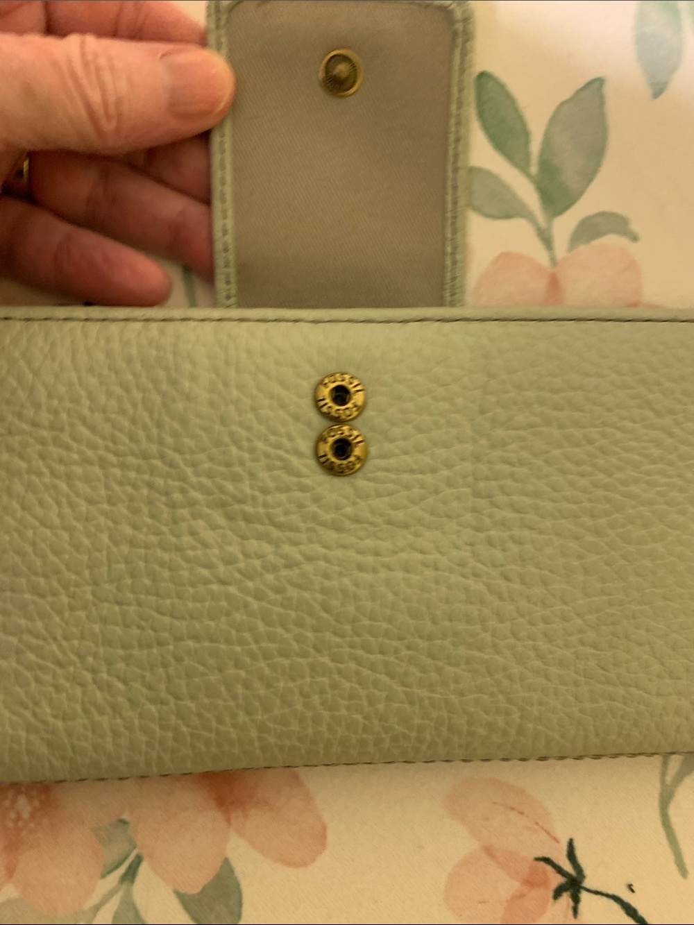Fossil Light Mint Pebbled Leather Wallet with Gold Logo - Picture 2 of 5